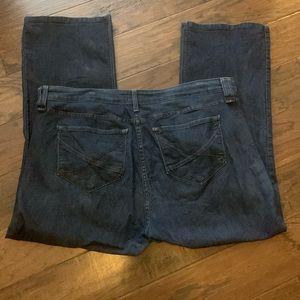 NYDJ dark wash bootcut style jeans.